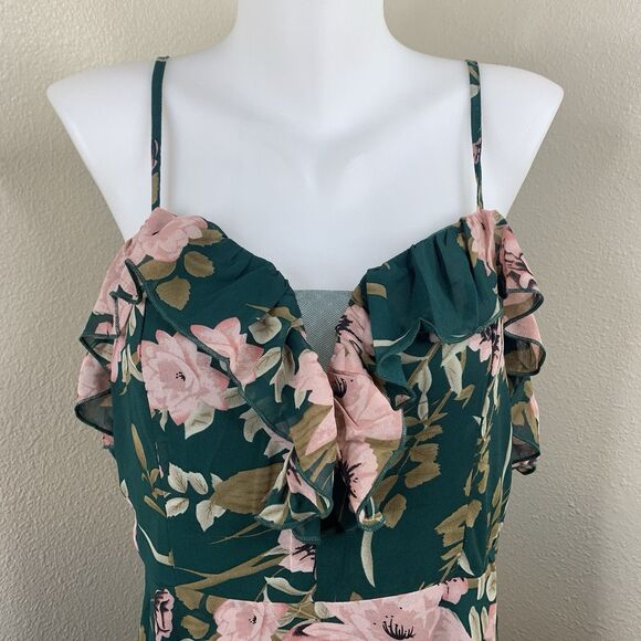 JJ’s House Ruffle Sweetheart Spaghetti Straps A-Line Chiffon Midi Dress Sz XL - Picture 5 of 13